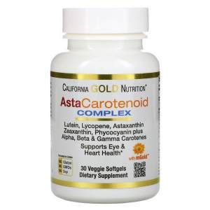 California Gold Nutrition, AstaCarotenoid, комплекс с лютеином, ликопином и астаксантином, 30 растительных мягких таблеток